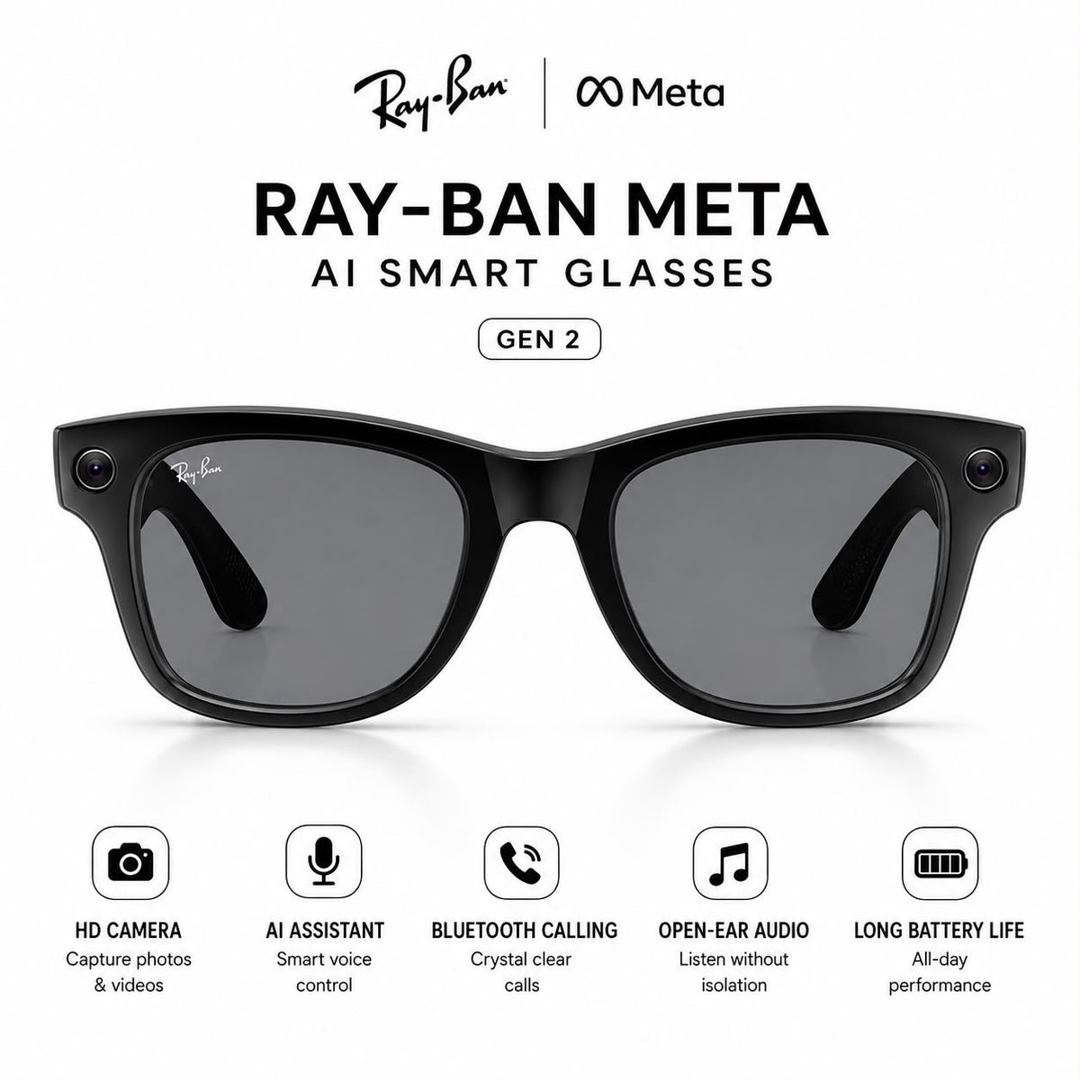 AI Smart Glasses (Gen 2) with night Vission, 12 Mp Camera & All Smart Features
