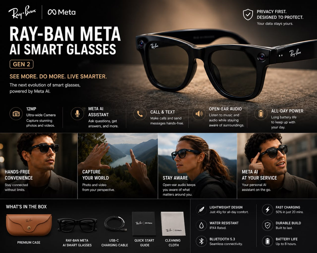 AI Smart Glasses (Gen 2) with night Vission, 12 Mp Camera & All Smart Features